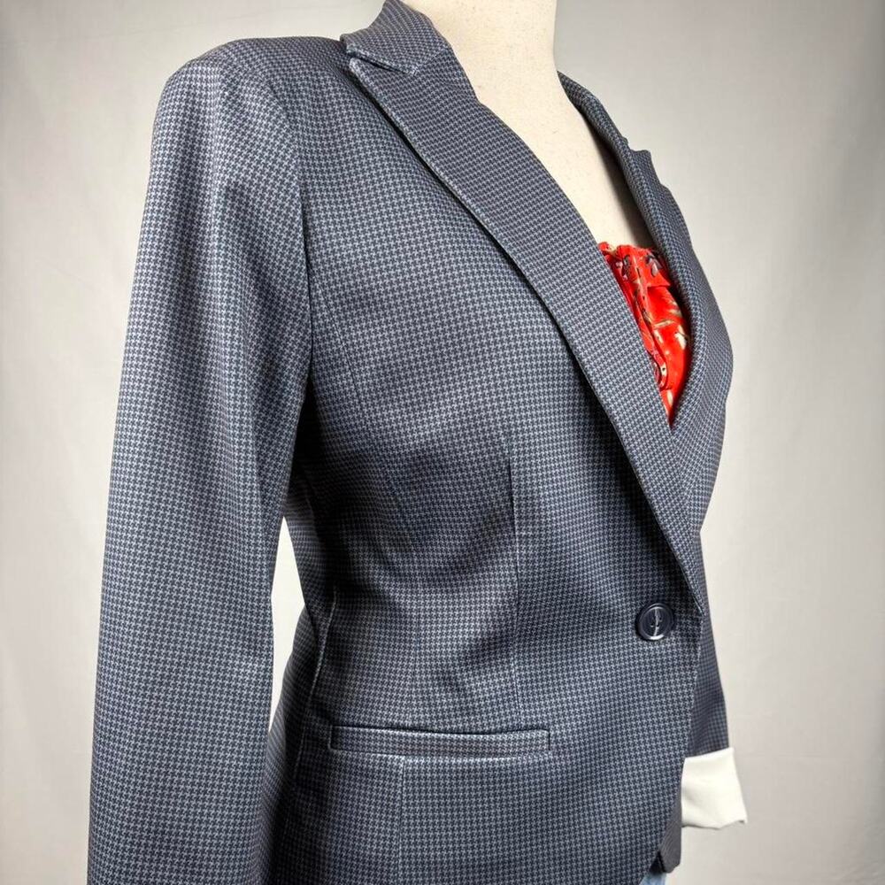 Gray houndstooth blazer tailored fitted blazer